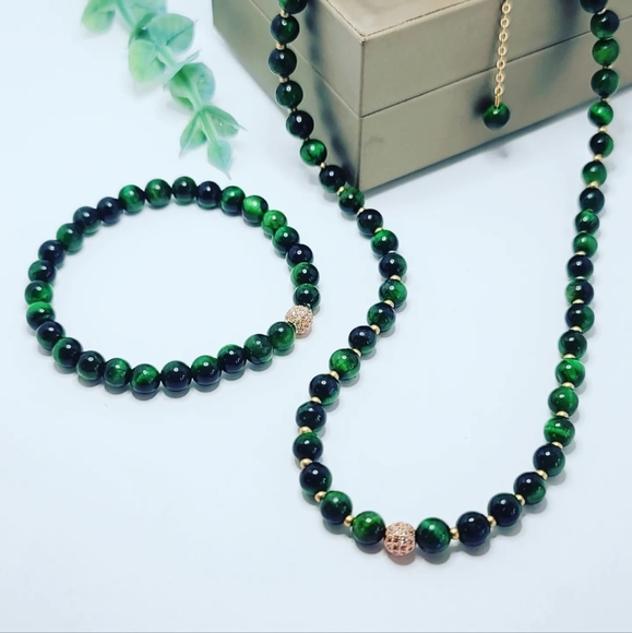 Green Tiger Eye set - Picture 3 of 5